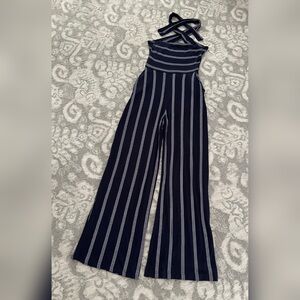 Navy Pinstripe Jumpsuit